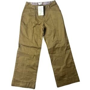 J. Jill Petite 2 Cotton Wide Leg Pant Brown Khaki Casual Career NWT